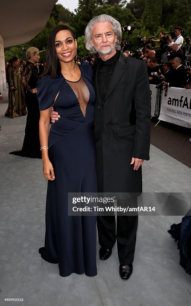 Rosario Dawson and Hermann Buehlbecker attend amfAR's 21st Cinema