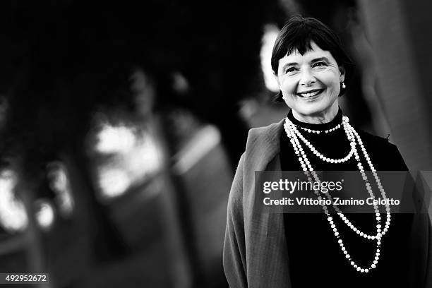 Isabella Rossellini poses on October 16, 2015 in Rome, Italy.