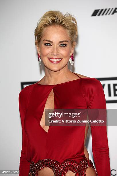 Sharon Stone attends amfAR's 21st Cinema Against AIDS Gala Presented By WORLDVIEW, BOLD FILMS, And BVLGARI at Hotel du Cap-Eden-Roc on May 22, 2014...