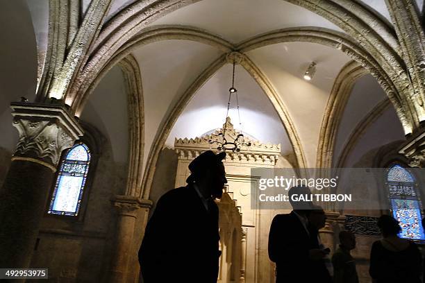 Ultra Orthodox Jews and Christian pilgrims visit the Cenacle, or Upper Room on Mount Zion just outside the Old City of Jerusalem on May 22, 2014. For...