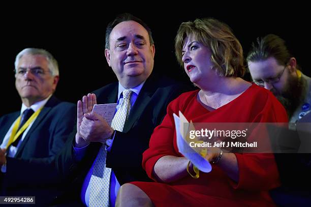 Alex Salmond MP and Fiona Hyslop MSP attend the afternoon session on day two of the 81st annual conference at the Aberdeen Exhibition and Conference...