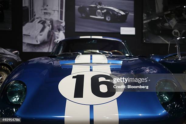 Daytona coupe vehicle sits on display inside the Shelby American Inc. World headquarters in Las Vegas, Nevada, U.S., on Wednesday, Oct. 14, 2015....