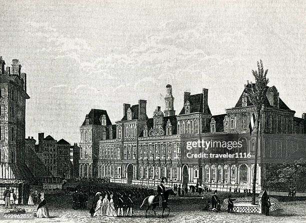 the hotel de ville - hotel de ville paris stock illustrations