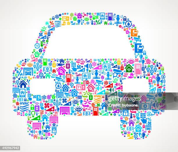 car's front view on home automation and security vector background - car curtain stock illustrations