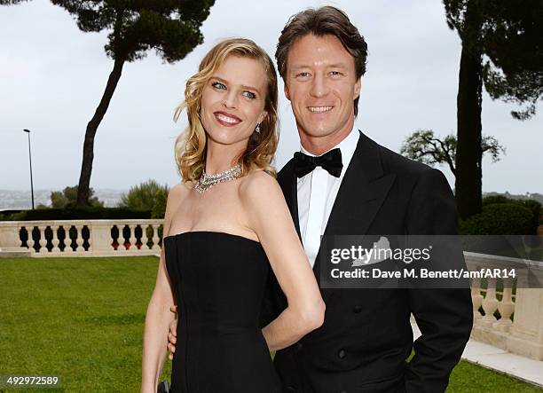 Eva Herzigova and Gregorio Marsiaj attend amfAR's 21st Cinema Against AIDS Gala presented by WORLDVIEW, BOLD FILMS, and BVLGARI at Hotel du...