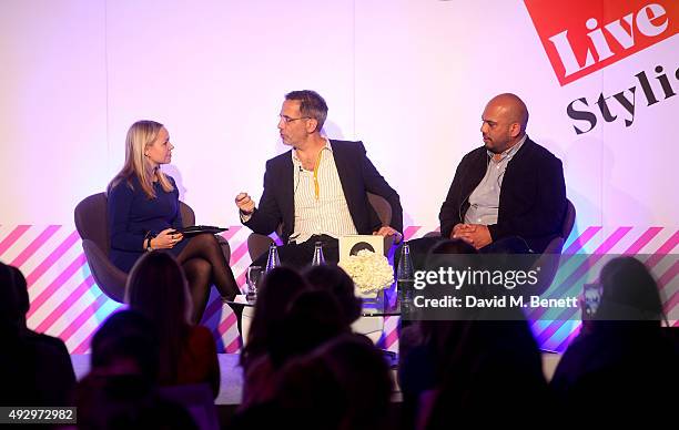 Chefs Yotam Ottolenghi and Ramael Scully speak on stage during day two of Stylist Magazine's first ever 'Stylist Live' event at the Business Design...