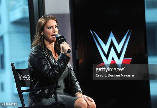 Personality and Chief Brand Officer of WWE Stephanie McMahon attends AOL BUILD Presents Stephanie McMahon at AOL Studios In New York on October 16,...