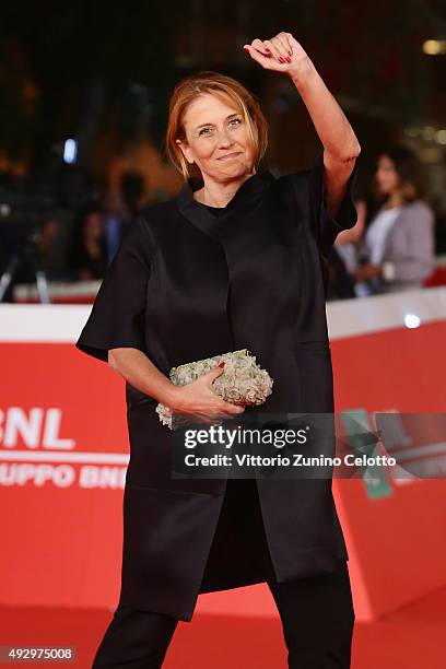 Monica Maggioni walks the red carpet for 'Truth' during the 10th Rome Film Fest at Auditorium Parco Della Musica on October 16, 2015 in Rome, Italy.