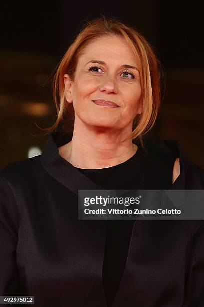 Monica Maggioni walks the red carpet for 'Truth' during the 10th Rome Film Fest at Auditorium Parco Della Musica on October 16, 2015 in Rome, Italy.