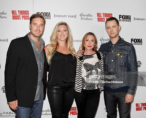 Sean Stuart, Margot Stuart, Samantha Bryant and Colin Hanks attend the premiere of 'All Things Must Pass' at Harmony Gold Theatre on October 15, 2015...