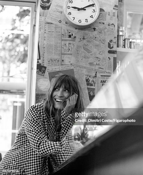 Model, music producer and actress Caroline de Maigret is photographed for Madame Figaro on July 9, 2015 in Paris, France. Coat . PUBLISHED IMAGE....