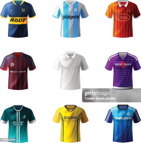 bildbanksillustrationer, clip art samt tecknat material och ikoner med soccer uniforms - fotbollskläder