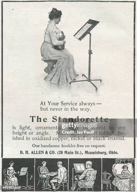 Advertisement for the Standorette music stand by DH Allen and company in Miamisburg, Ohio, 1900.