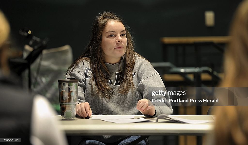 On Friday, December 07, 2012, Molly ryan, student representative on the school board, listens and gu