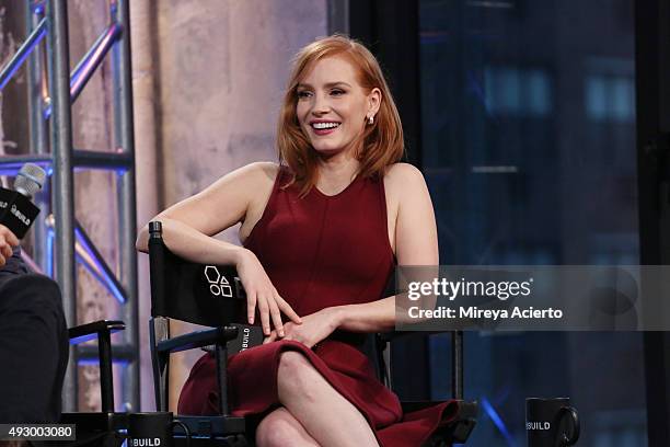 Actress Jessica Chastain attends AOL BUILD Presents "Crimson Peak" at AOL Studios on October 16, 2015 in New York City.