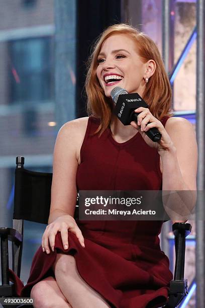 Actress Jessica Chastain at AOL Studios In New York on October 16, 2015 in New York City.