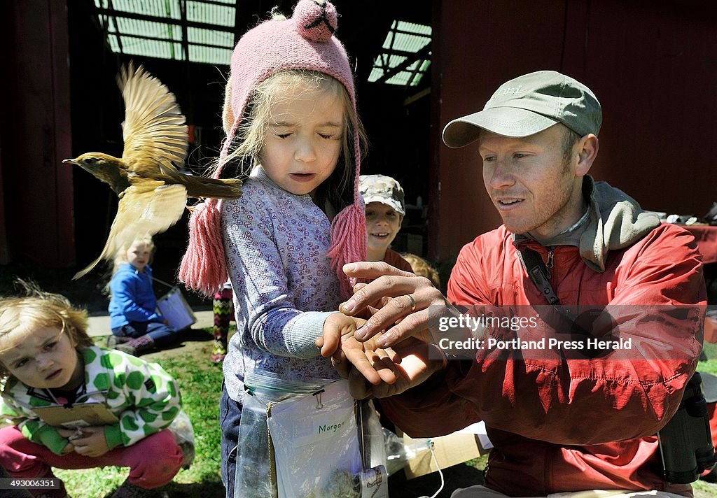 Elementary school children from Waynflete got an opportunity to see birds captured and banded by bio