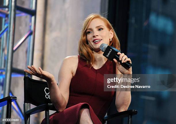 Actress Jessica Chastain attends AOL BUILD presents "Crimson Peak" at AOL Studios In New York on October 16, 2015 in New York City.