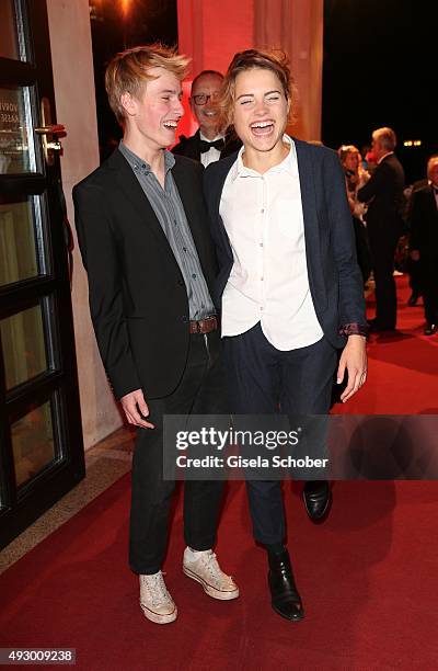 Louis Hofmann and Mala Emde during the Hessian Film and Cinema Award 2015 at Alte Oper on October 16, 2015 in Frankfurt am Main, Germany.