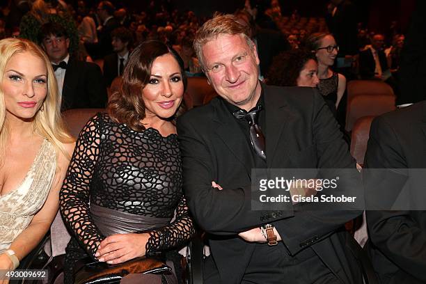 Simone Thomalla and Michael Souvignier during the Hessian Film and Cinema Award 2015 at Alte Oper on October 16, 2015 in Frankfurt am Main, Germany.