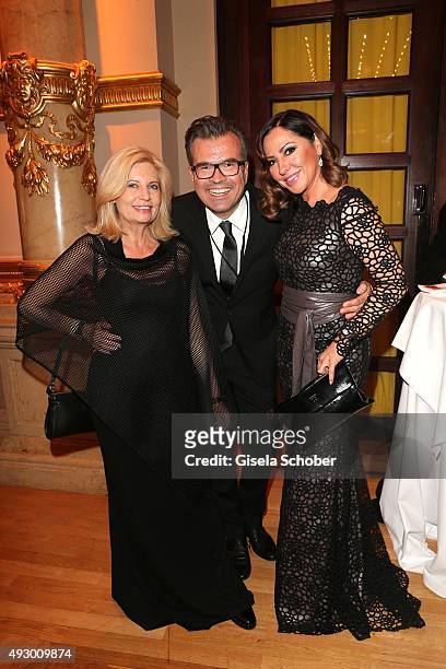 Sabine Postel and Reinhard Maetzler and Simone Thomalla during the Hessian Film and Cinema Award 2015 at Alte Oper on October 16, 2015 in Frankfurt...