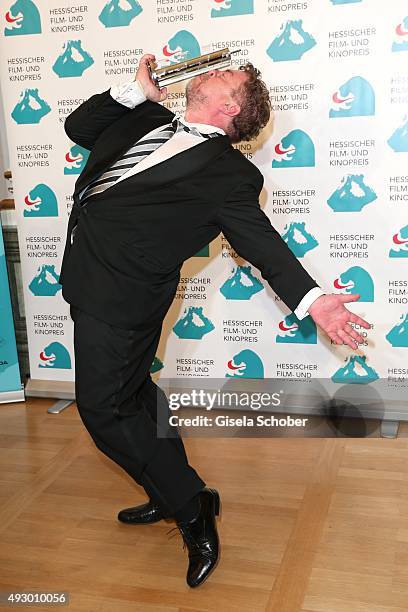 Armin Rohde with award during the Hessian Film and Cinema Award 2015 at Alte Oper on October 16, 2015 in Frankfurt am Main, Germany.