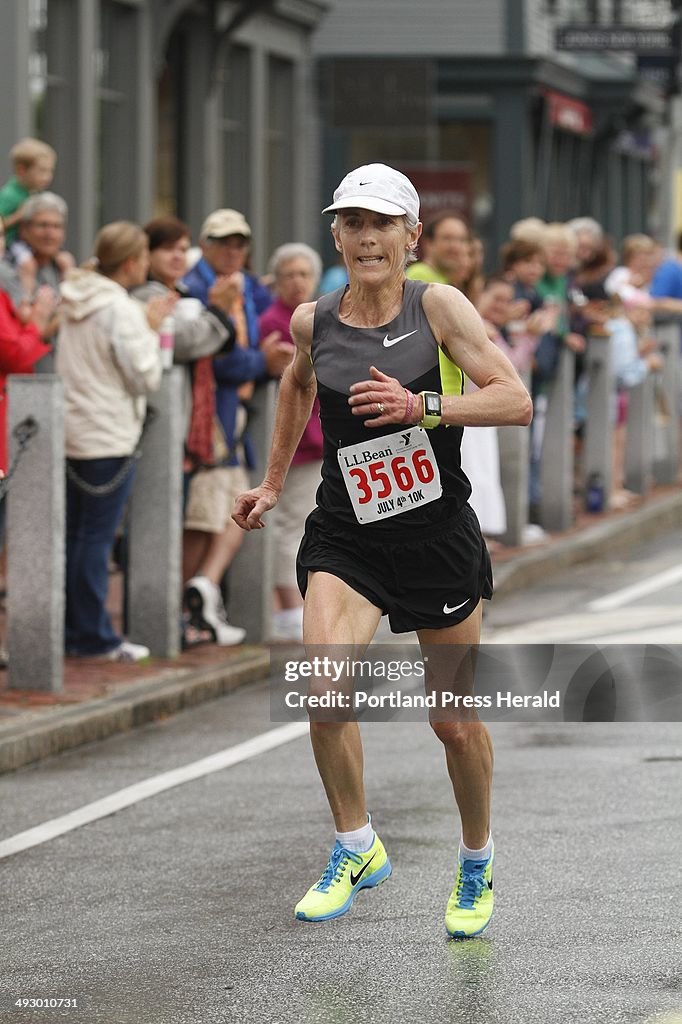 Joan Benoit Samuelson of Freeport finishes strong in fourth among women during the LL Bean 10K Road