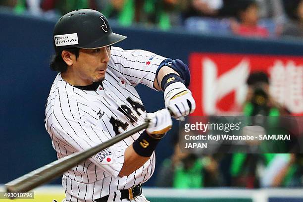 Nobuhiro Matsuda of Samurai Japan during the game one of Samurai Japan and MLB All Stars at Kyocera Dome Osaka on November 12, 2014 in Osaka, Japan.