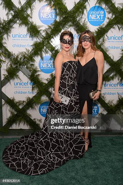 Sophia Bush and Marina Squerciati attend UNICEF Neverland Masquerade Ball at Moonlight Studios on October 16, 2015 in Chicago, Illinois.