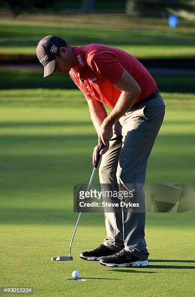 Brendan Steele putts on the 17th green during the second round of the Frys.com Open on October 16, 2015 at the North Course of the Silverado Resort...