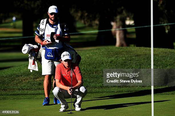 Will Willcox lines up a putt on the 17th green during the second round of the Frys.com Open on October 16, 2015 at the North Course of the Silverado...