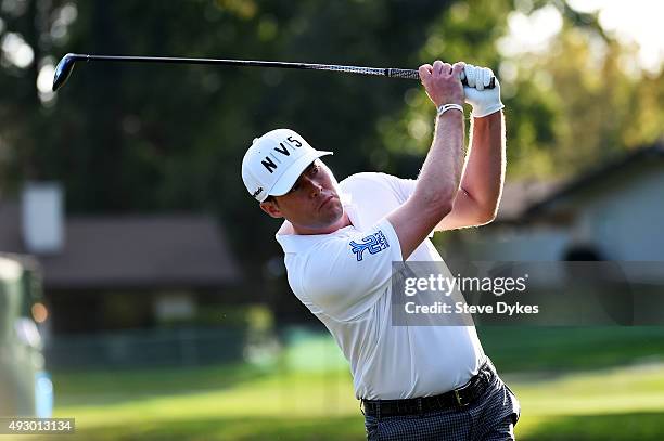 Kyle Reifers plays his shot from the 17th tee during the second round of the Frys.com Open on October 16, 2015 at the North Course of the Silverado...