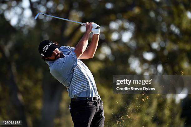 Mark Hubbard plays his shot from the second tee during the second round of the Frys.com Open on October 16, 2015 at the North Course of the Silverado...