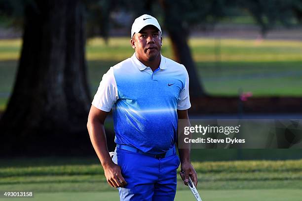 Jhonattan Vegas of Venezuela putts on the 17th green during the second round of the Frys.com Open on October 16, 2015 at the North Course of the...