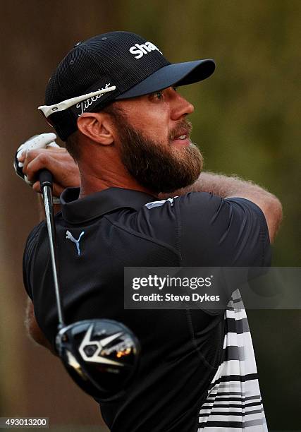 Graham DeLaet of Canada plays his shot from the 18th tee during the second round of the Frys.com Open on October 16, 2015 at the North Course of the...