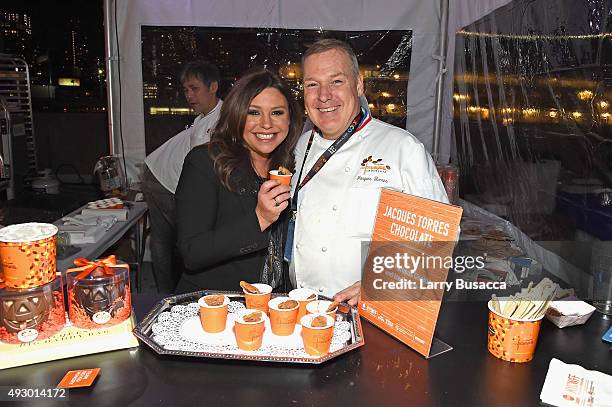Celebrity Chef Rachael Ray and chef Jacques Torres attend the Blue Moon Burger Bash presented by Pat LaFrieda Meats hosted by Rachael Ray - Food...