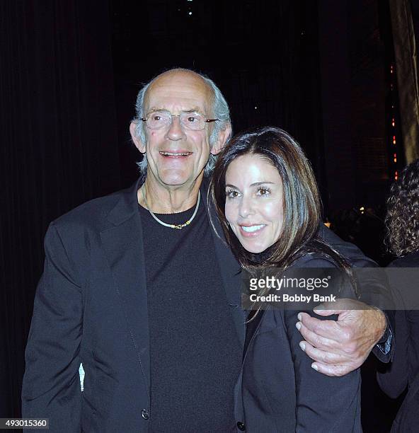 Actor Christopher Lloyd and Lisa Loiacono attend Back To The Future In Concert 30th Anniversary produced by Film Concerts Live! at Radio City Music...
