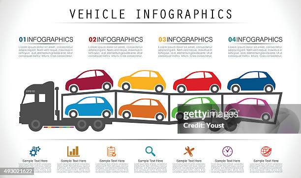 auto carrier trailer infografiken - transporter stock-grafiken, -clipart, -cartoons und -symbole