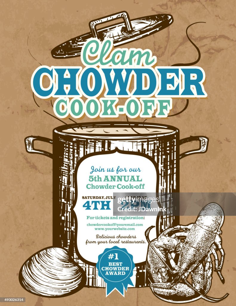 Clam Chowder cookoff event invitation design template