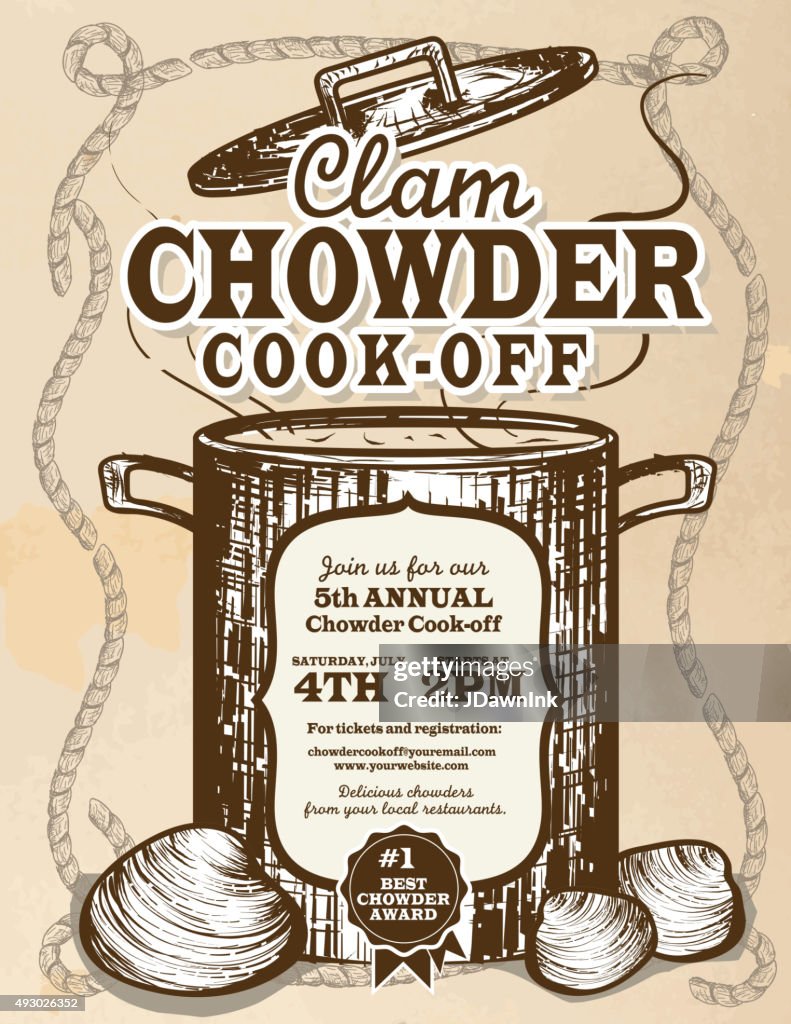 Chaudrée de palourdes au design décontracté, invitation modèle événement