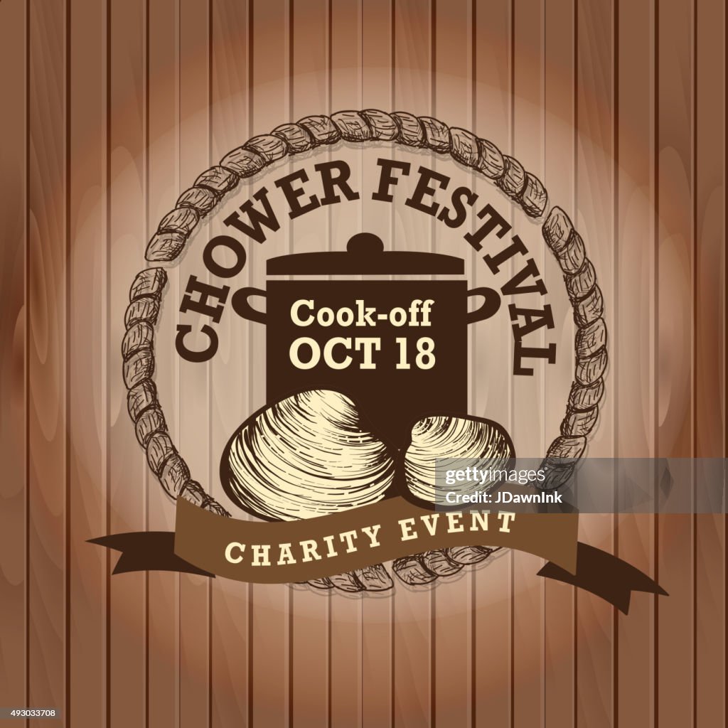 Lighthouse nautical Clam Chowder cookoff label design