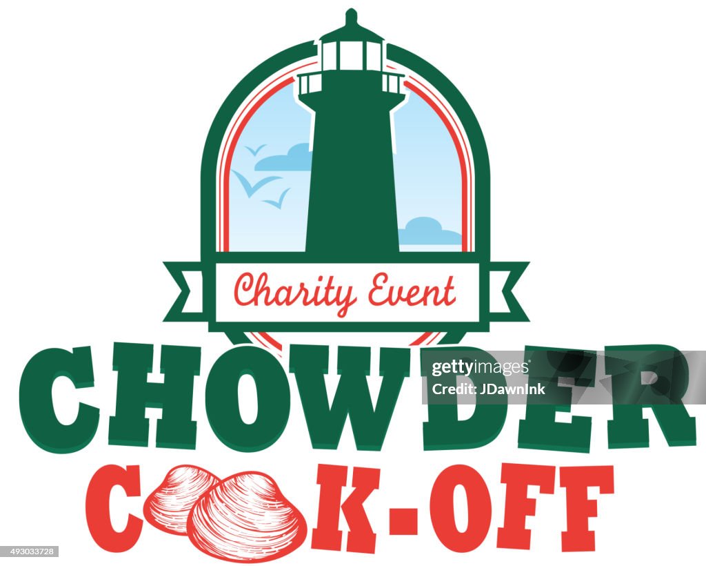 Lighthouse nautical Clam Chowder cookoff label design