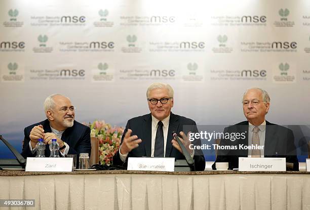 German Foreign Minister Frank-Walter Steinmeier joins the Core Group Meeting Tehran with Foreign Minister of Iran Mohammad Javad Zarif and Wolfgang...