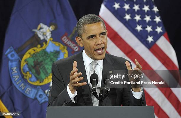 Friday March 30, 2012 -- President Barak Obama addresses followers at SMCC in South Portland.