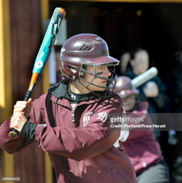 Noble's Molly Pritchett at bat as Thornton Academy softball hosts Noble in Saco Sat. April 6, 2013. For Mike Lowe feature.