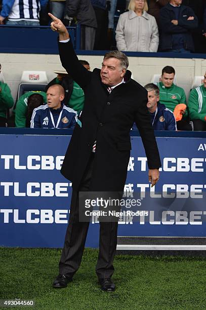 Sam Allardyce, manager of Sunderland looks on prior to the Barclays Premier League match between West Bromwich Albion and Sunderland at The Hawthorns...
