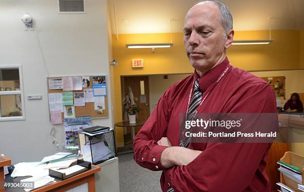 Superintendent Steven Connolly speaks about Amy Harris, at the MSAD offices in North Berwick Wednesday, April 10, 2013. Harris was a teacher at...