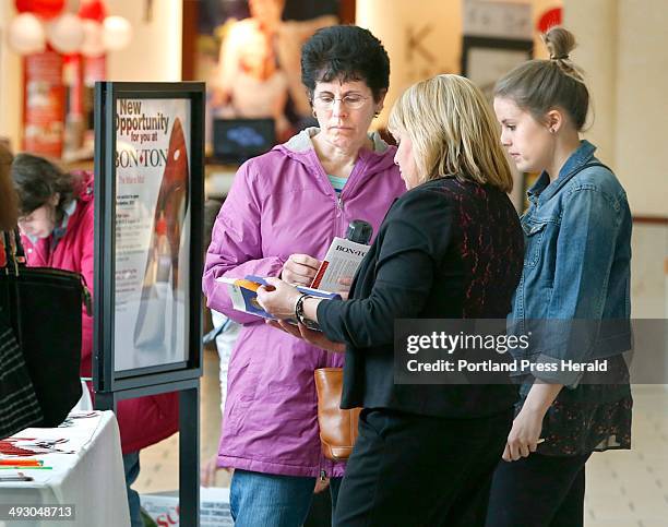 Barbara Gullbrand and her daughter Bethany of Portland meet with Gail Cruikshank, the regional recruitment manager for the Bob-Ton Stores, about...