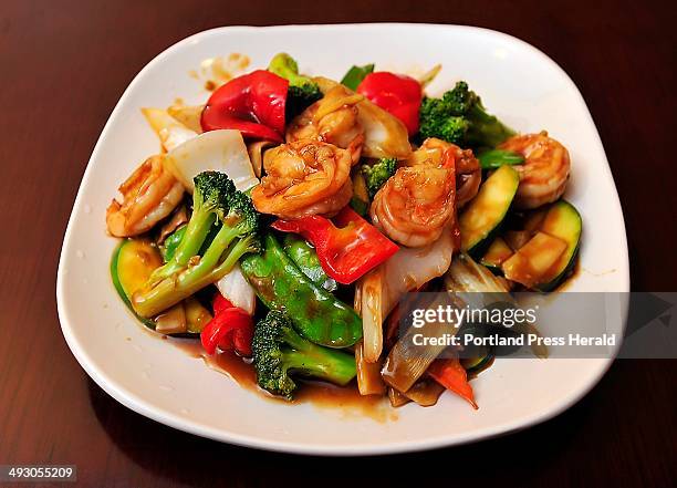 Monday, October 28, 2013. -- Jumbo Shrimp with Mixed Vegetables, a favorite of shrimp lovers at the Evergreen Chinese restaurant in the Plaza 29...