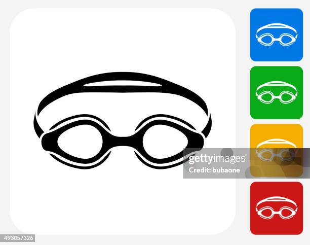 bildbanksillustrationer, clip art samt tecknat material och ikoner med swimming goggles icon flat graphic design - simglasögon